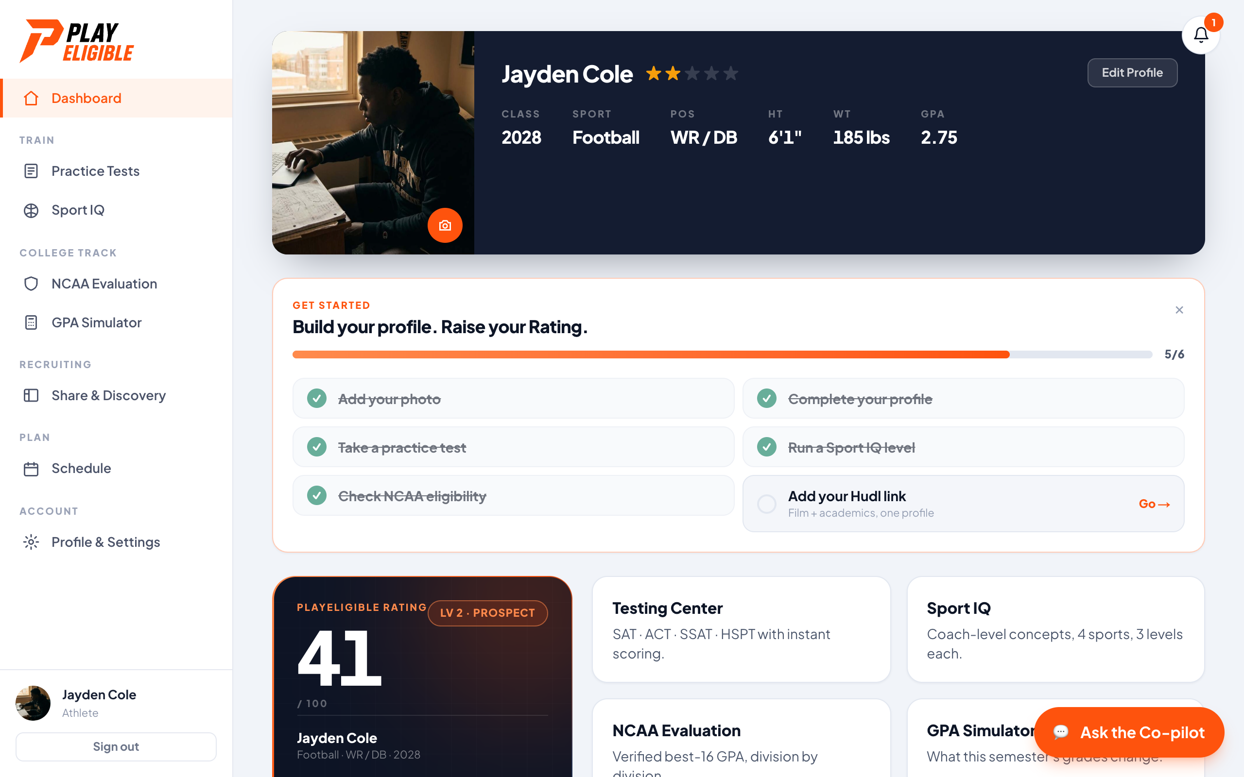 Your profile, rating & game plan